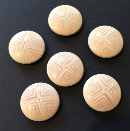 6 Vintage Italian Dusky Pink /Cream Buttons 2cm or 1.5cm