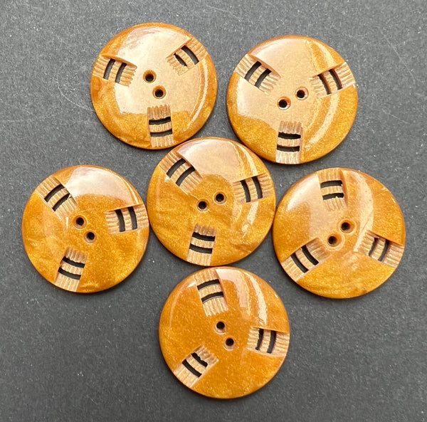 Rich Caramel Vintage French Carved 2.2cm Buttons - 6 or 24