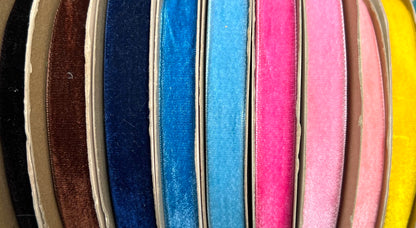 1m of Vintage Velvet Ribbon Trim 12mm - 16mm wide Lots of Colours