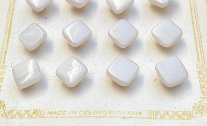 24 Unusual 6mm Square Glass Buttons - Made in Czechoslovakia