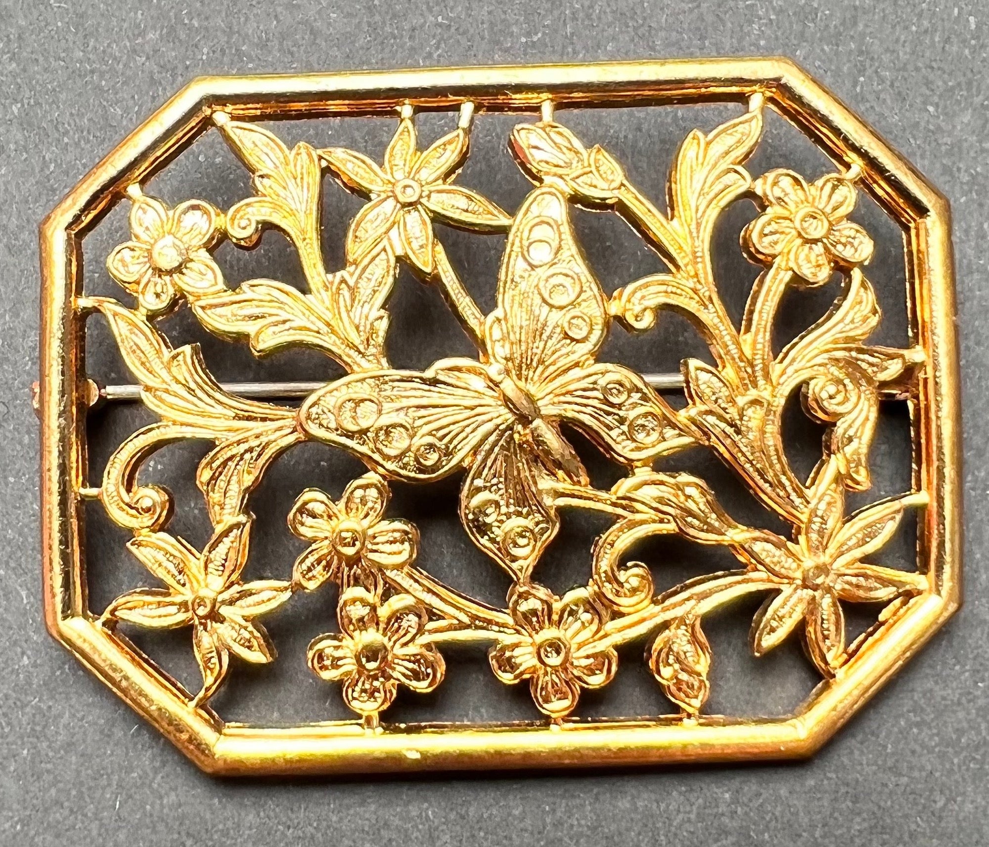 Golden Butterfly Flower outlet Brooch