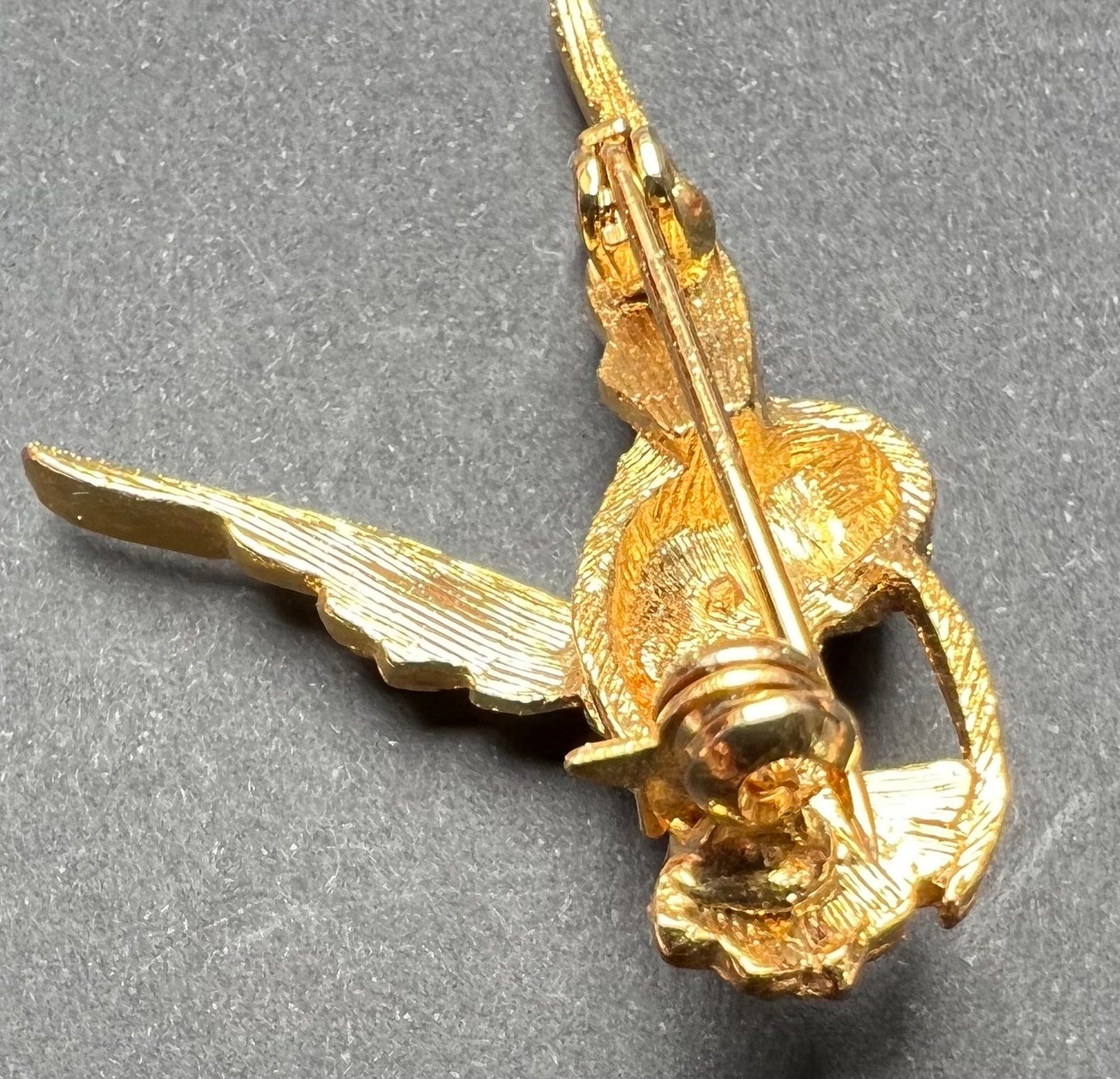 Sparkly Diamante Humming Bird Vintage Brooch