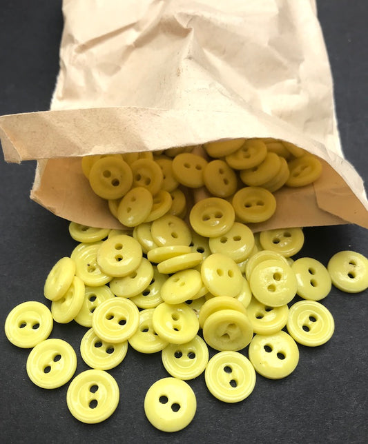 Wholesale 1 Gross (144) of little 12mm Lemon Yellow Vintage Buttons