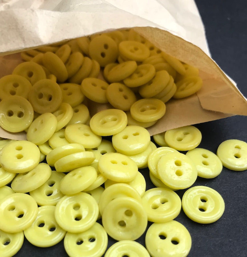 Wholesale 1 Gross (144) of little 12mm Lemon Yellow Vintage Buttons