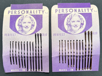 1940s "PERSONALITY "Perfect Grip" Hair Pin Display Card
