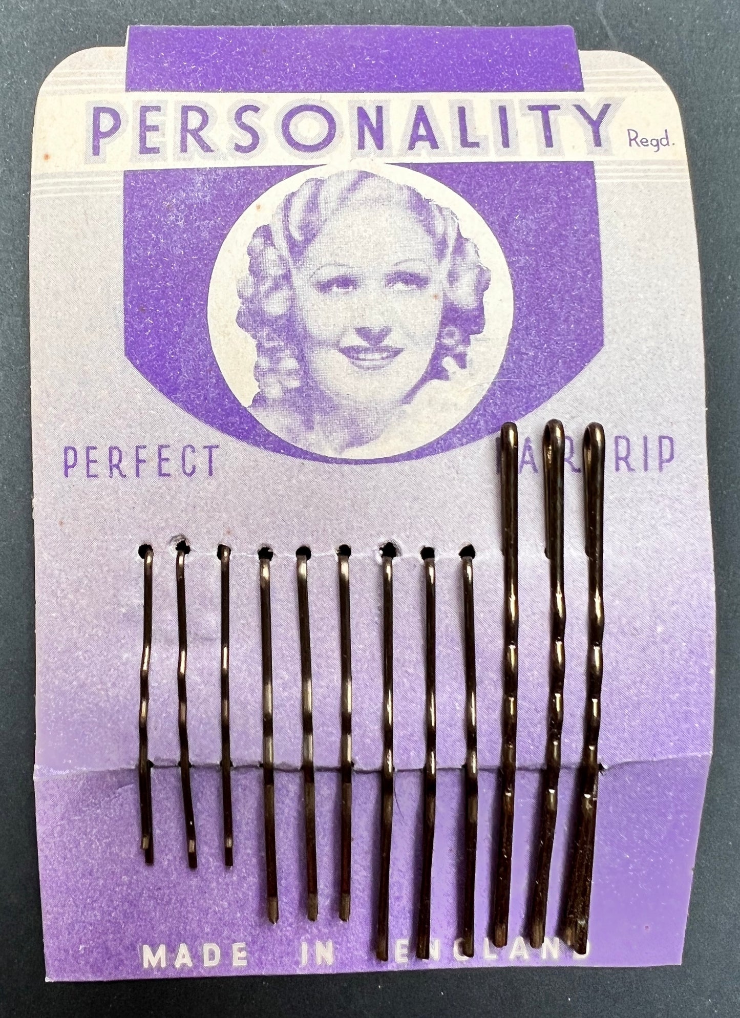 1940s "PERSONALITY "Perfect Grip" Hair Pin Display Card
