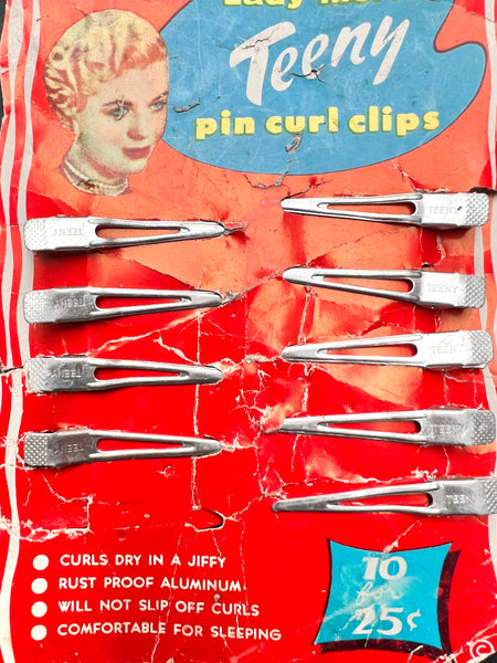 1940s "Teeny Pin Curl Clips "- 9 x 4.5cm