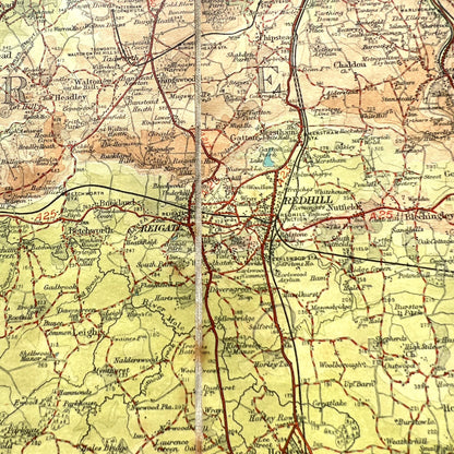 Early 1900s Map of Surrey Bartholomews /AA