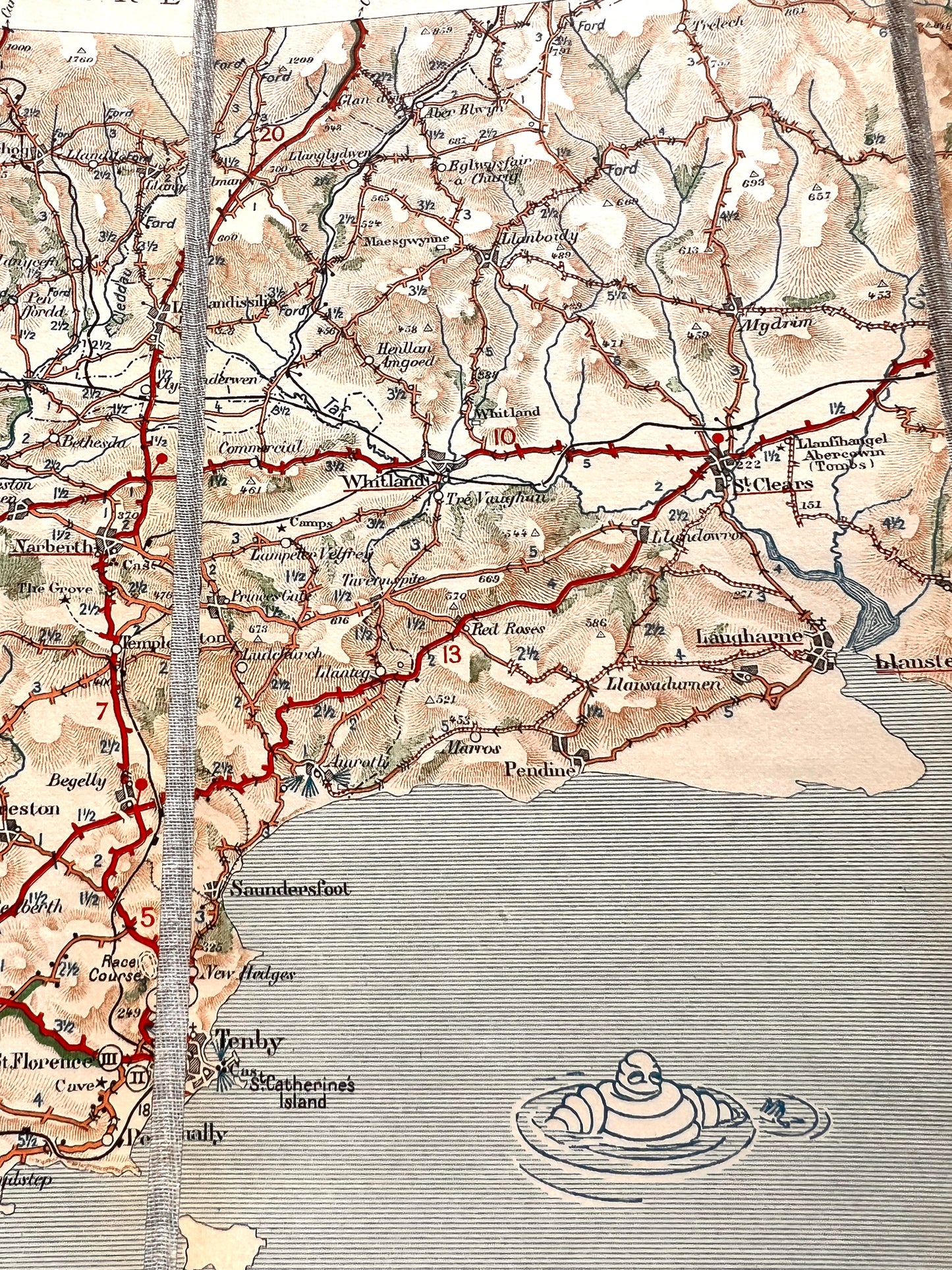 BRISTOL - CARMARTHEN 1920s Michelin Map  (Sheet 17) incl CARDIFF SWANSEA MONMOUTH
