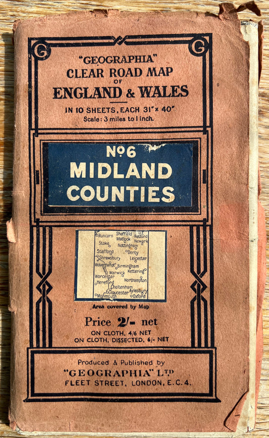 Fascinating 1940s Geographia Map no 6 MIDLAND COUNTIES