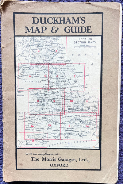 1930s DUCKHAMS Road Map of ENGLAND, WALES, SOUTHERN SCOTLAND and Car Maintenance Guide