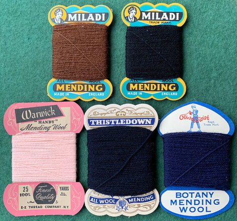Vintage Mending Wool Cards...Lovely cards...Lovely Wool...Lovely Mended Things