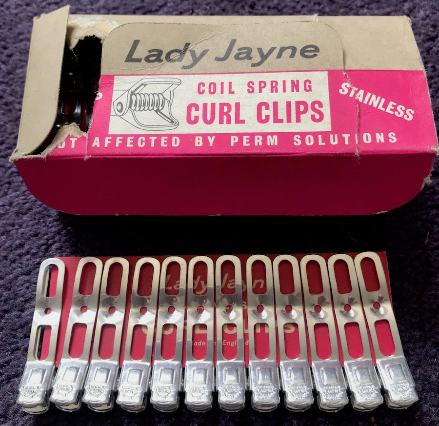 Sheet of 12 1950s Lady Jayne Stainless COIL SPRING CURL CLIPS