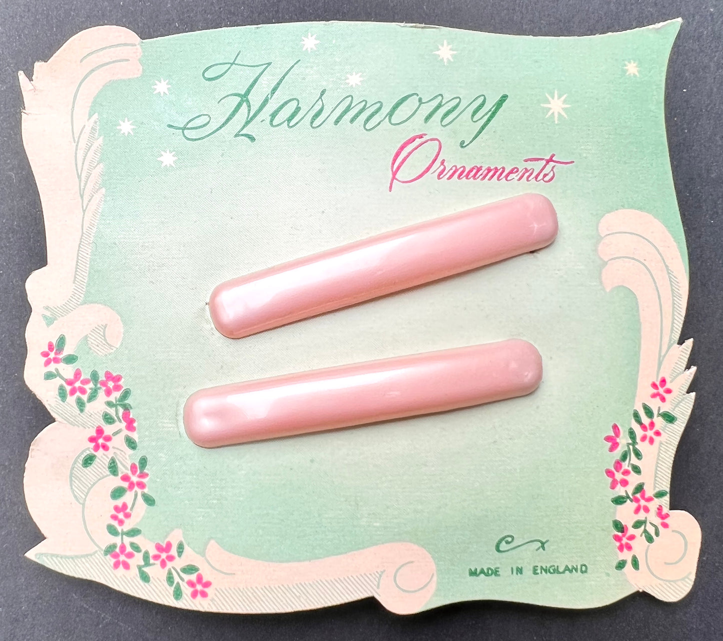 Evocative 1950s Pastel Hair Clips "Harmony Ornaments"