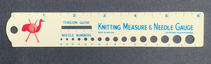 Vintage Knitting Measure & Needle Gauge Made in England