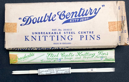 1920s Set of 4 UNBREAKABLE STEEL CENTRE Knitting Pins 7"  Gauge 13 Made in England