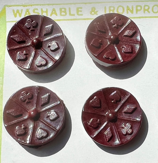 12 ACE Vintage Bakelite Playing Card Buttons - Made in England - Choice of Colours
