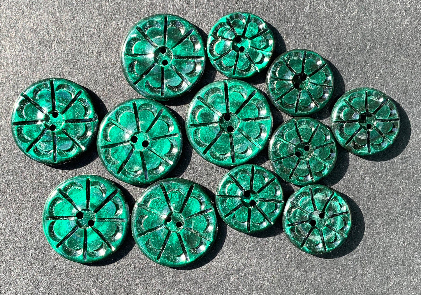 Deep Hunter Green Vintage French  1.5cm or 2.2cm Buttons.
