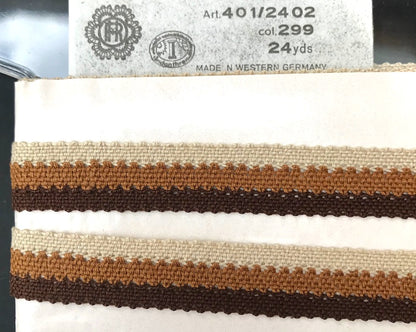 24yds Brown Stripe 1.8cm Trim -  Made in Western Germany in the 1950s.
