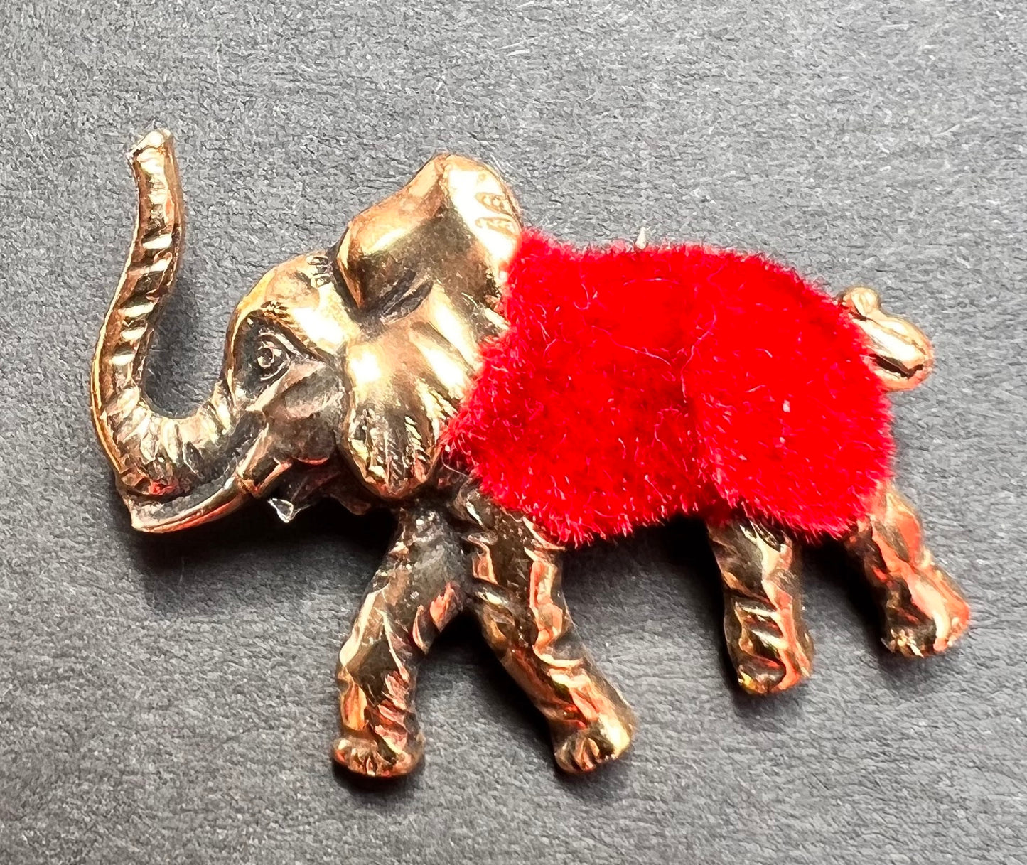 Jolly Vintage Colourful Flocked Elephant Brooches