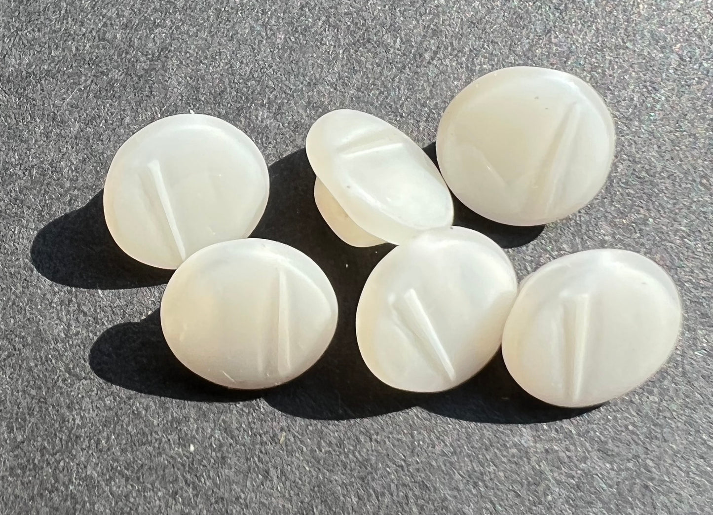 6 Little 8mm, 9mm or 11mm Vintage Pearly White Glass Buttons
