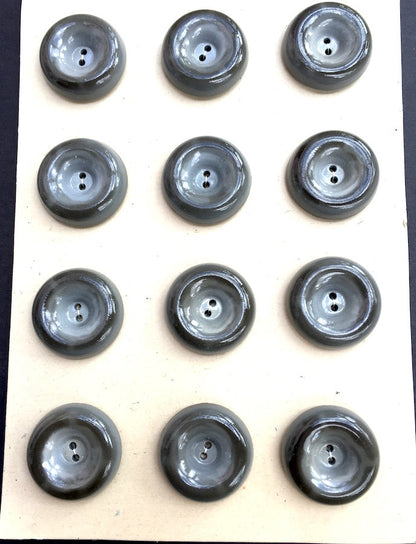 12 Vintage Big 2.7cm Grey Doughnut Buttons