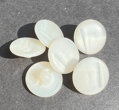 6 Little 8mm, 9mm or 11mm Vintage Pearly White Glass Buttons