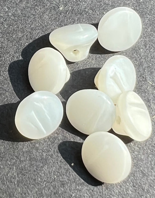 8 Tiny 7mm Vintage White Glass Buttons