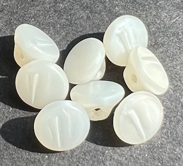 8 Tiny 7mm Vintage White Glass Buttons