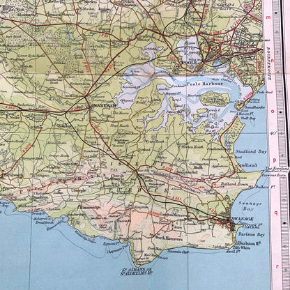 1940/50s Map of Dorset and surrounding Area incl. Shaftesbury, Lyme Regis, Sidmouth, Taunton