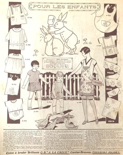 Mother & Daughter on cover of February 1929 French Fashion Paper Le Petit Echo de la Mode