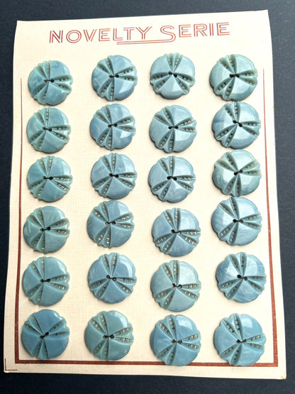6 Soft Aqua Blue Grey 1930s French 1.7cm  or 2.2cm  Buttons