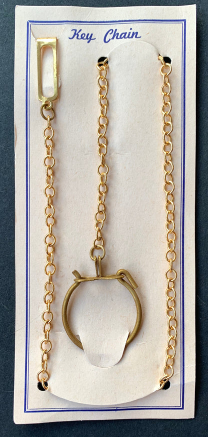 1940s Brass Key Chain on Original card.