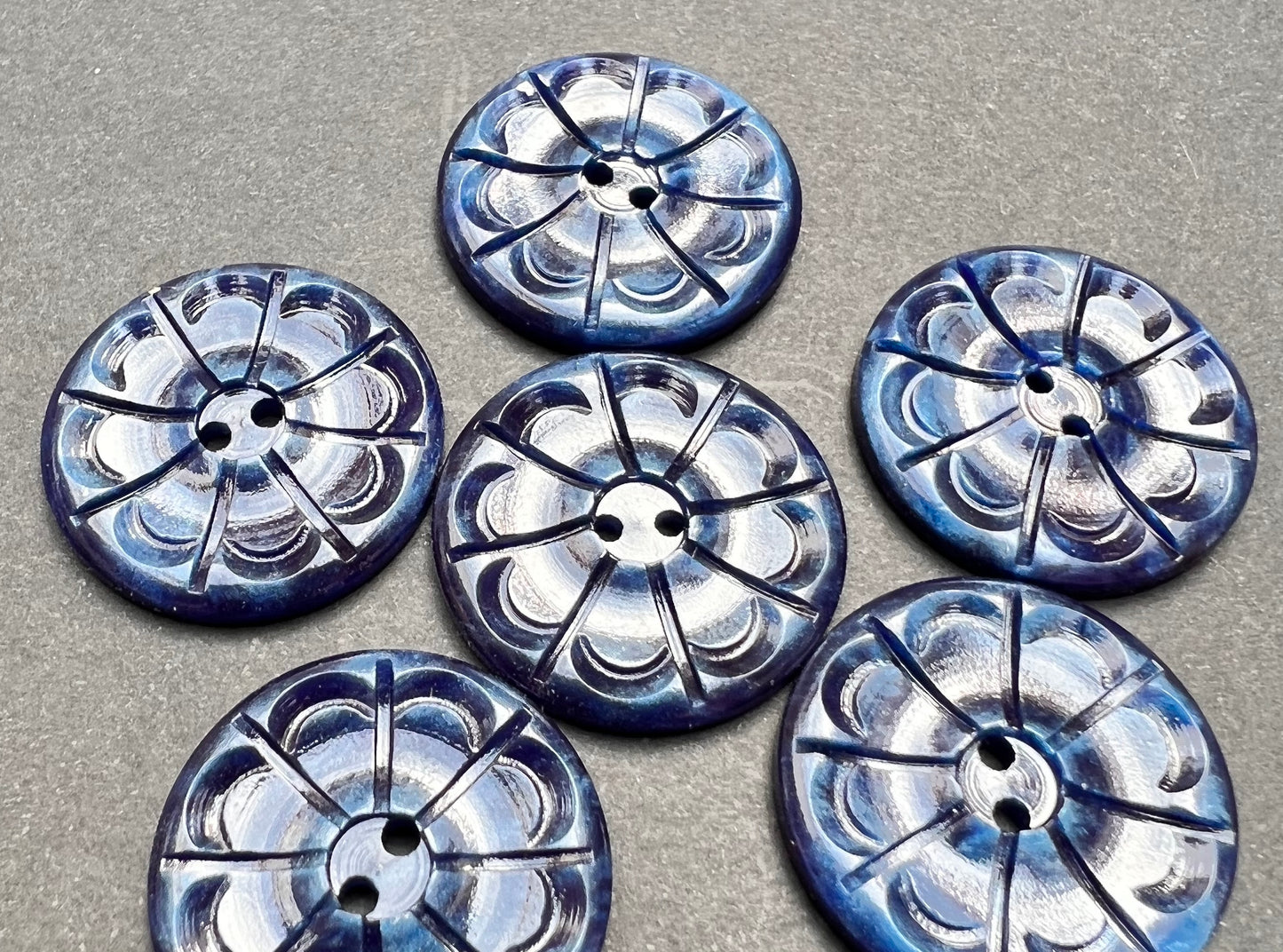 Rich Airforce Blue 1940s 2.2cm or 1.6cm Vintage  Buttons  6 or 24