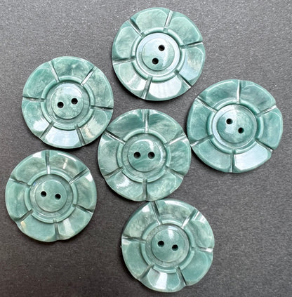 Soft Grey Green 1940s 2.2cm or 1.6cm Vintage  Buttons  6 or 24