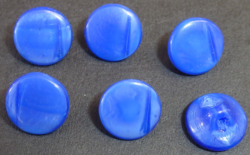 6 Vibrant Blue Vintage 8mm Glass Buttons